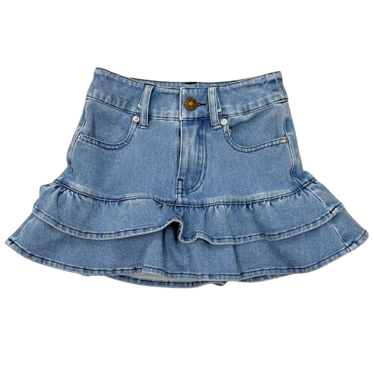 Double Tiered Denim Skirt // Medium Wash