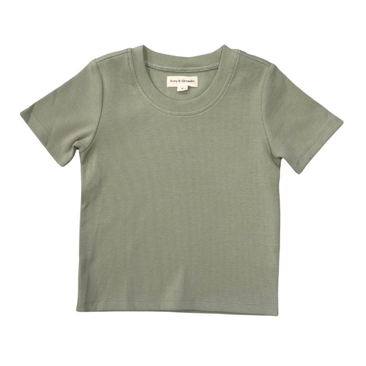 Green t-shirt on a white background