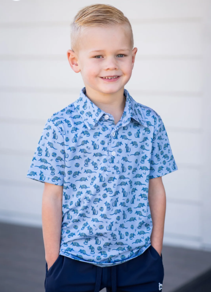 Chambray Dillo Polo Short Sleeve Shirt