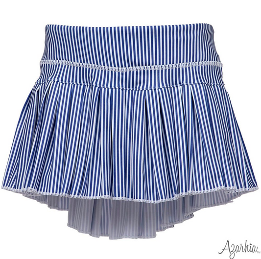 Navy Striped mini pleat skort