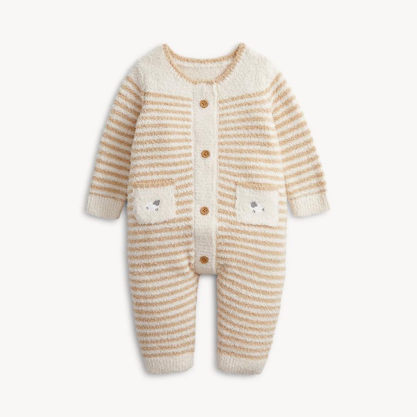 Chenille Boy Sweater Romper// Cream