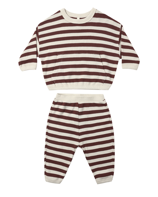 Waffle Slouch Set // Black Cherry Stripe