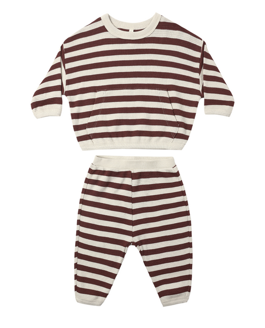 Waffle Slouch Set // Black Cherry Stripe