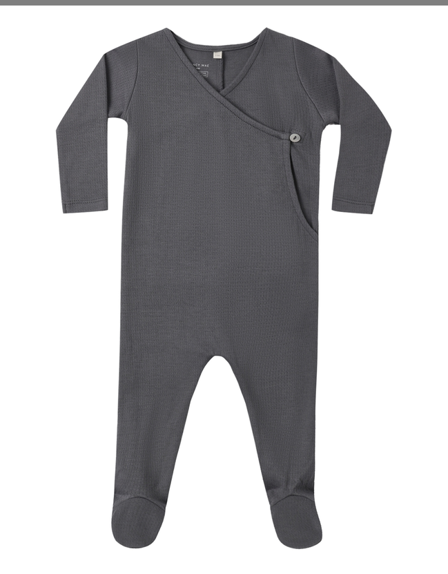 Pointelle Wrap Footie // Midnight