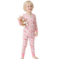 Long Sleeve Lounge Set // Pink Vintage Reindeer & Santa
