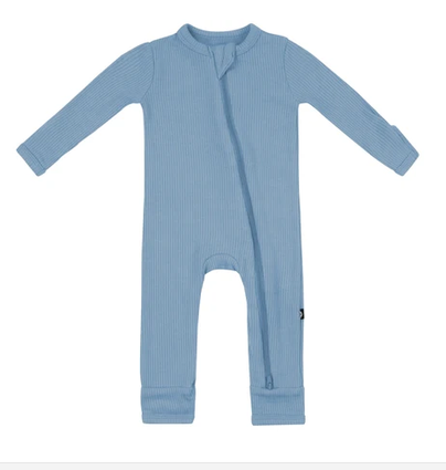 Ribbed Ruffle Zipper Coverall // Slate