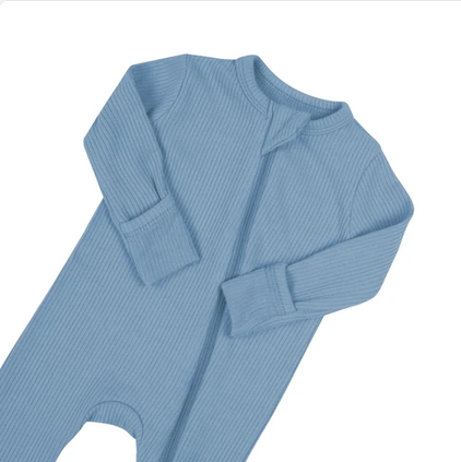 Ribbed Ruffle Zipper Coverall // Slate