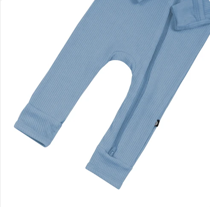 Ribbed Ruffle Zipper Coverall // Slate