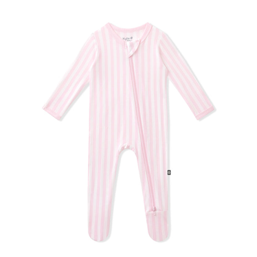 Zippered Footie // Sakura Stripe