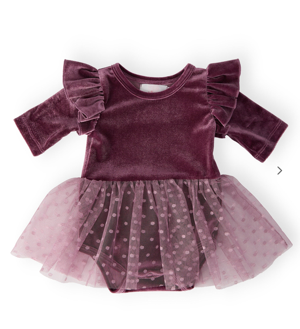 Amethyst Velvet Tutu Bodysuit