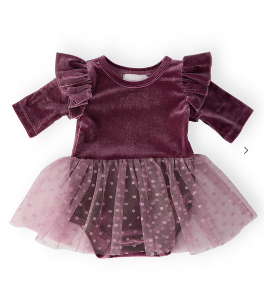 Amethyst Velvet Tutu Bodysuit