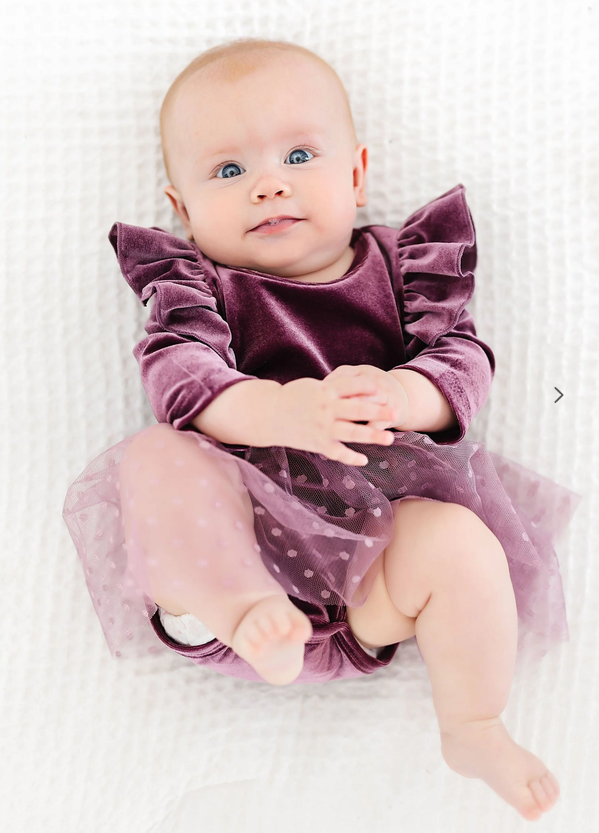 Amethyst Velvet Tutu Bodysuit