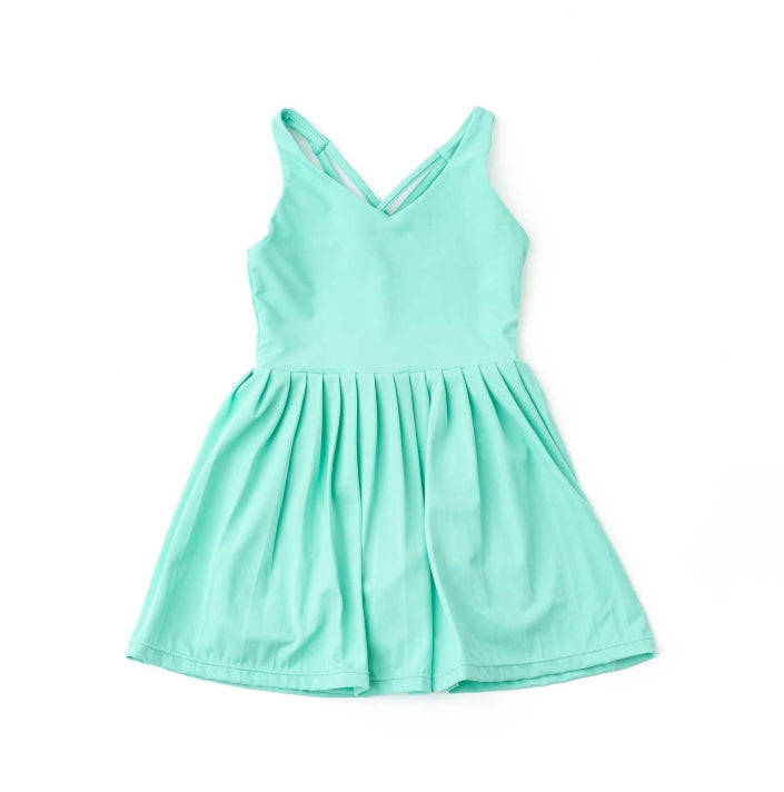 Mint green active dress with pleats
