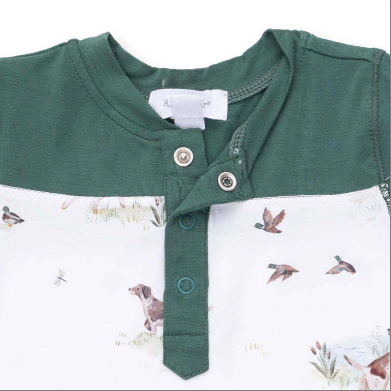 Romper // Pointer Pups And Duck Buddies With Contrast Sleeves