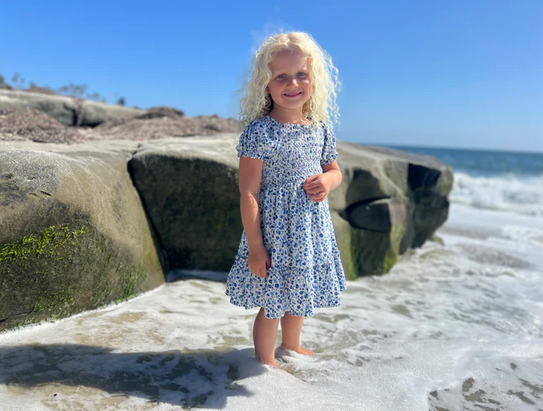 Dehlia Dress // Blue Meadow Flowers