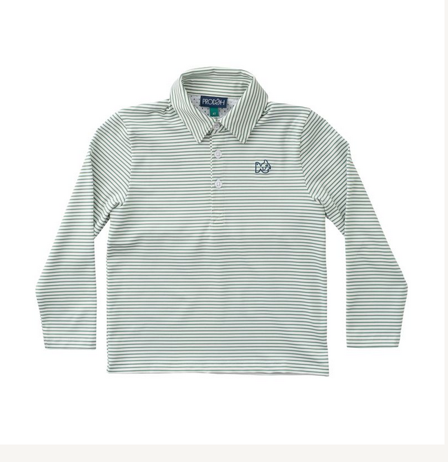 Frosty Spruce Stripe L/S Performance Polo