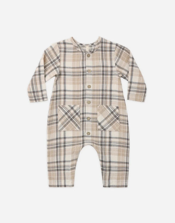 Pocketed Woven Jumpsuit // Fall Plaid