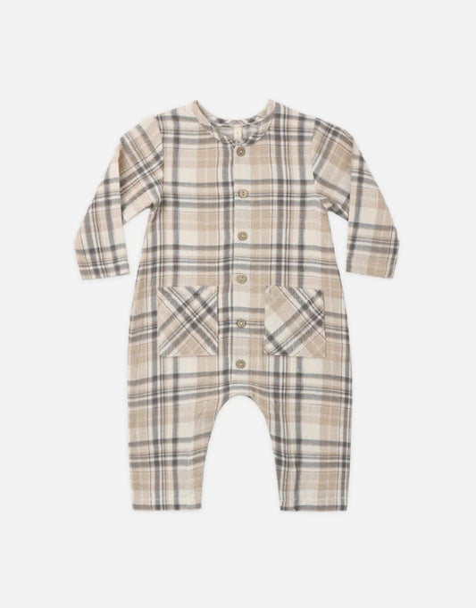 Pocketed Woven Jumpsuit // Fall Plaid