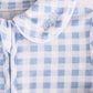 Peter Pan Collar Zipper Footie | Dusty Blue Gingham