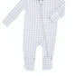 Peter Pan Collar Zipper Footie | Dusty Blue Gingham