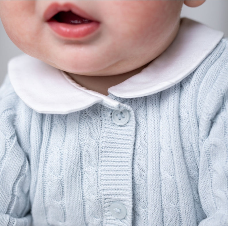 Organic Peter Pan Sweater Romper // Blue