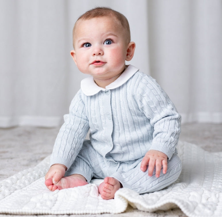 Organic Peter Pan Sweater Romper // Blue