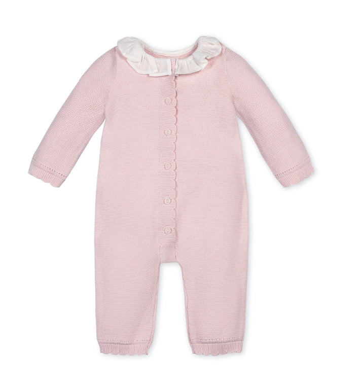 Organic Ruffle Collar Sweater Romper // Pink