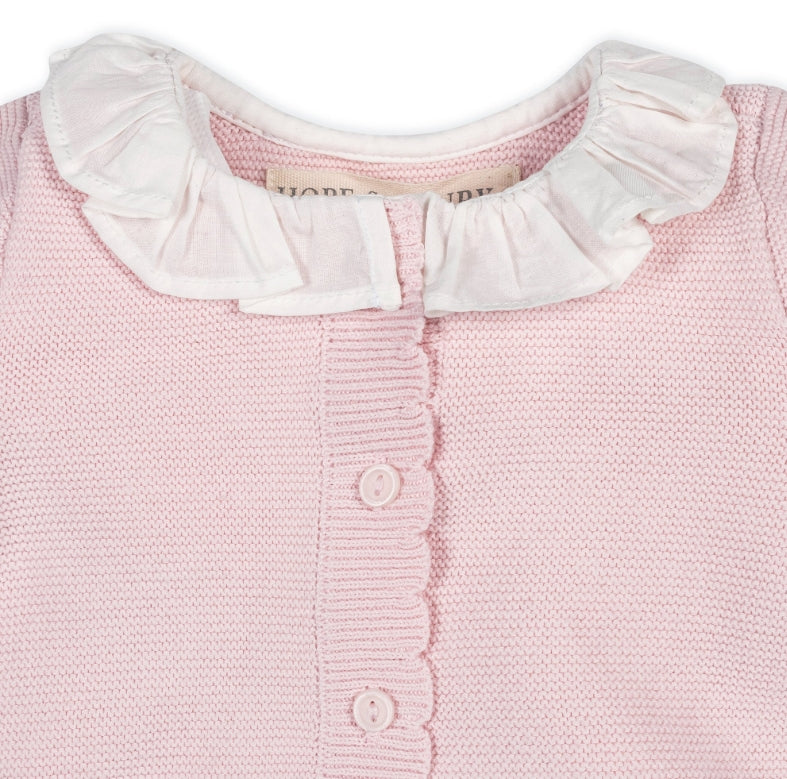 Organic Ruffle Collar Sweater Romper // Pink
