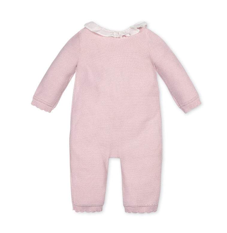 Organic Ruffle Collar Sweater Romper // Pink