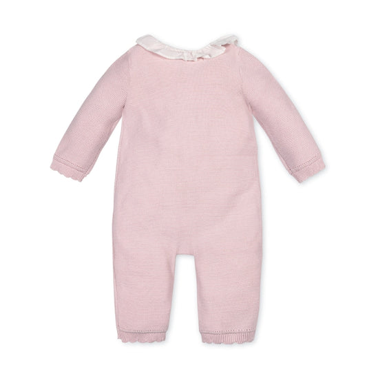 Organic Ruffle Collar Sweater Romper // Pink