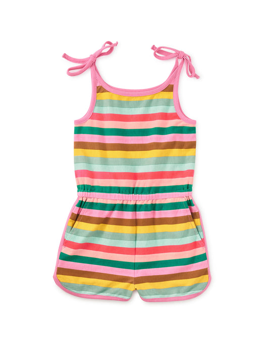 Shoulder Sporty Romper // Stripe