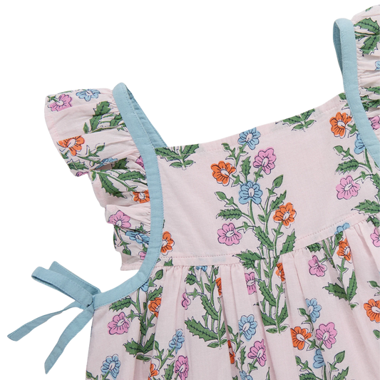 Ailee Dress Set // Pink Dewdrop Block Print