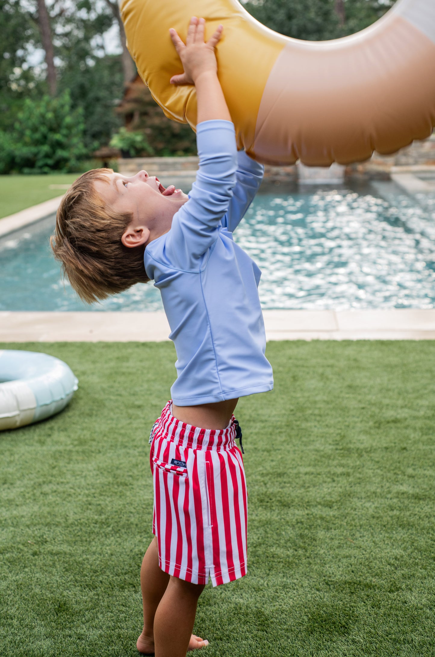 Boys Buggie Board Swim Trunks // Watermelon Stripe