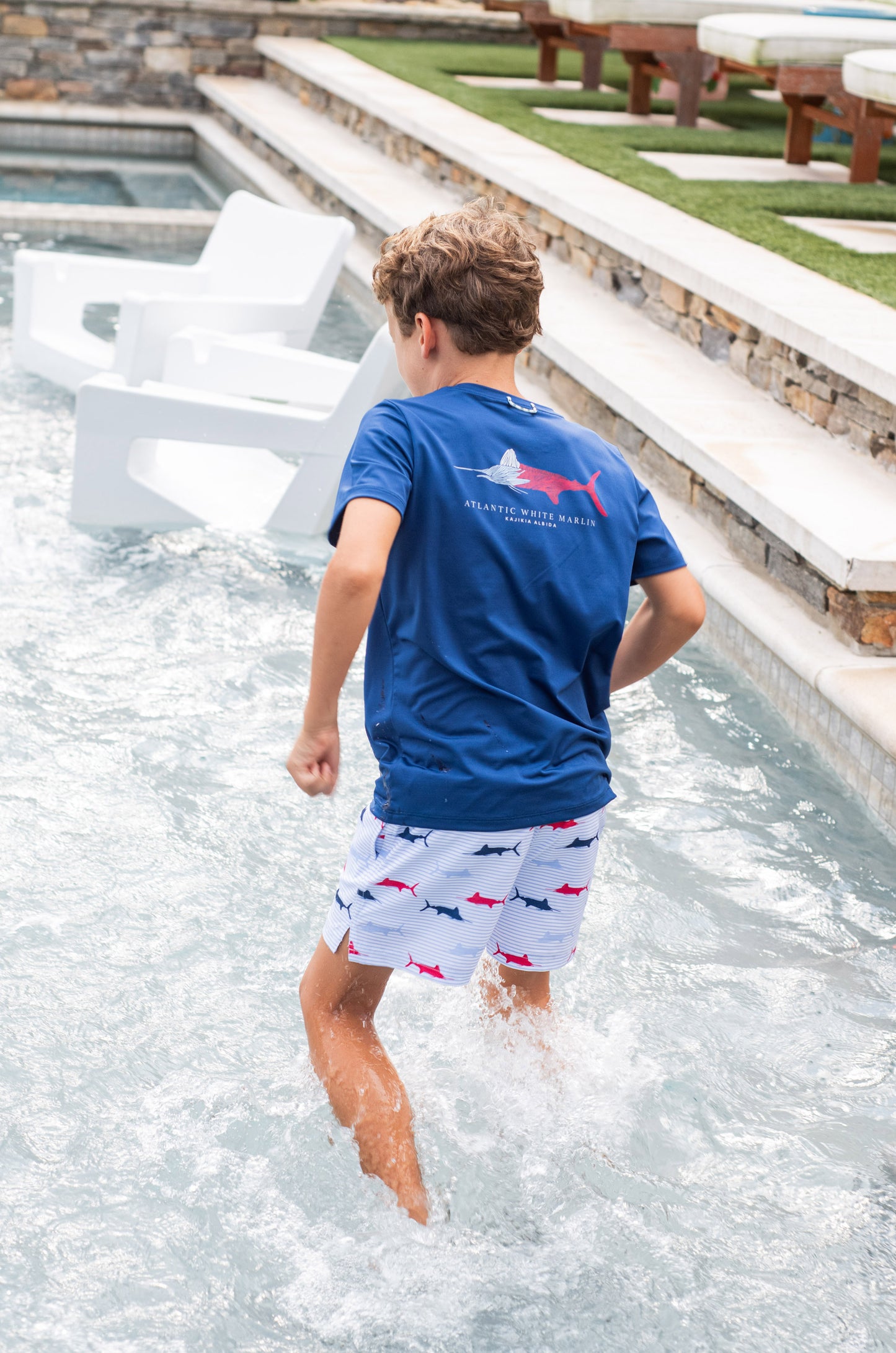 Navy Peony Short Sleeve Performance Tshirt // FIsh