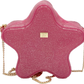 Pink glittery star-shaped handbag with a gold chain 