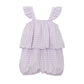 Purple checkered baby romper with ruffle sleeves