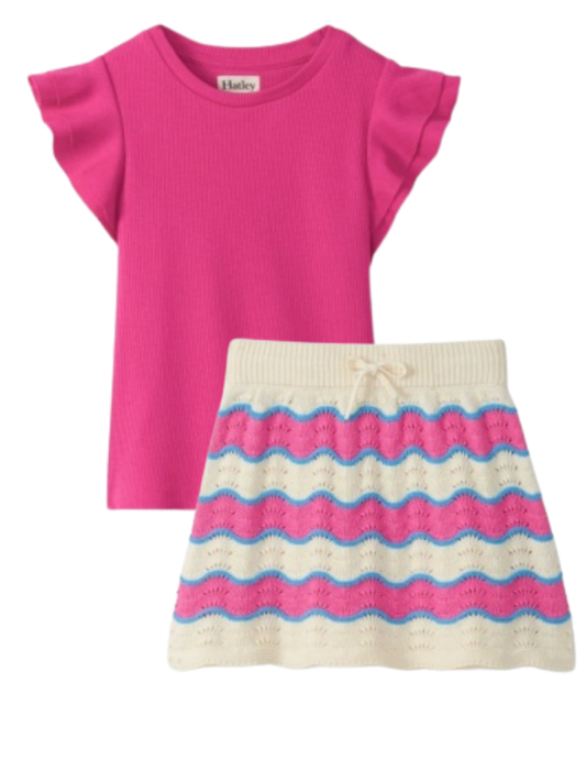 Strawberry Moon Stripes Skirt Set