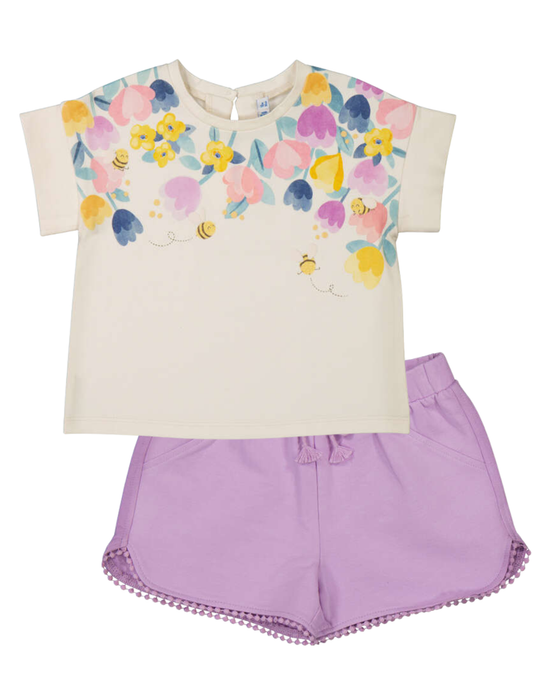 Floral Top with matching LIlac shorts