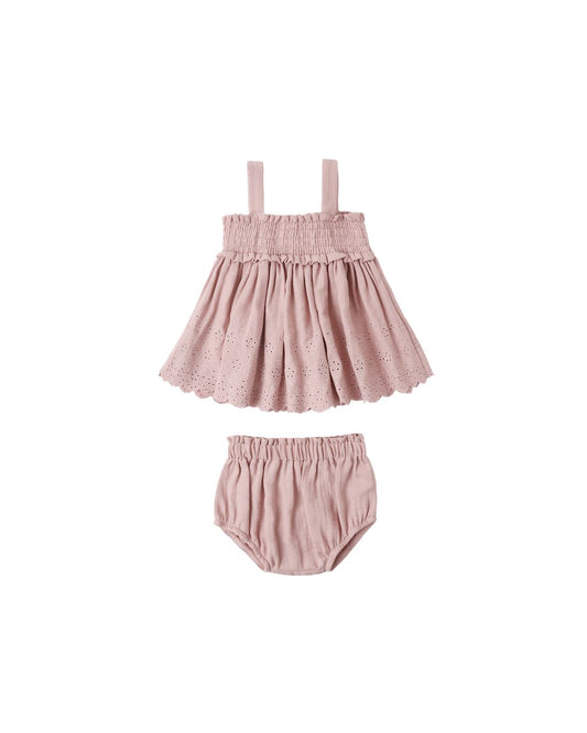 Pink baby dress with matching bloomers