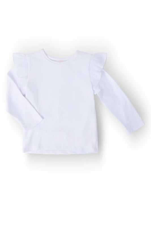 White L/S Shirt Ruffle Sleeve