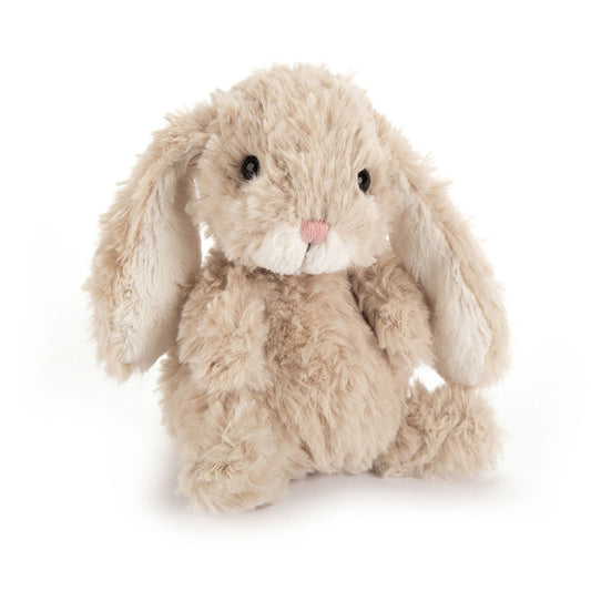 Beige Plush Small Bunny with Fluffy White Tail