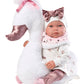Newborn Doll Celeste with Swan Cushion (17.3")