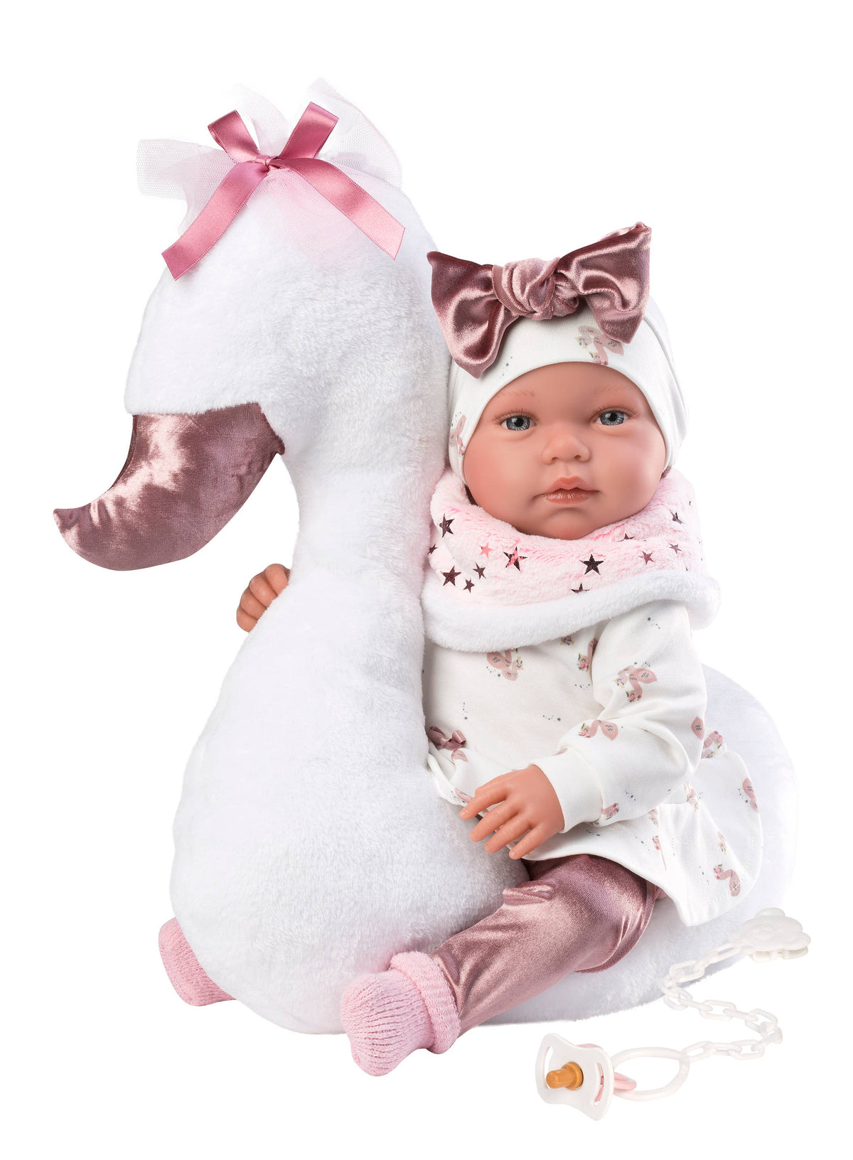 Newborn Doll Celeste with Swan Cushion (17.3")