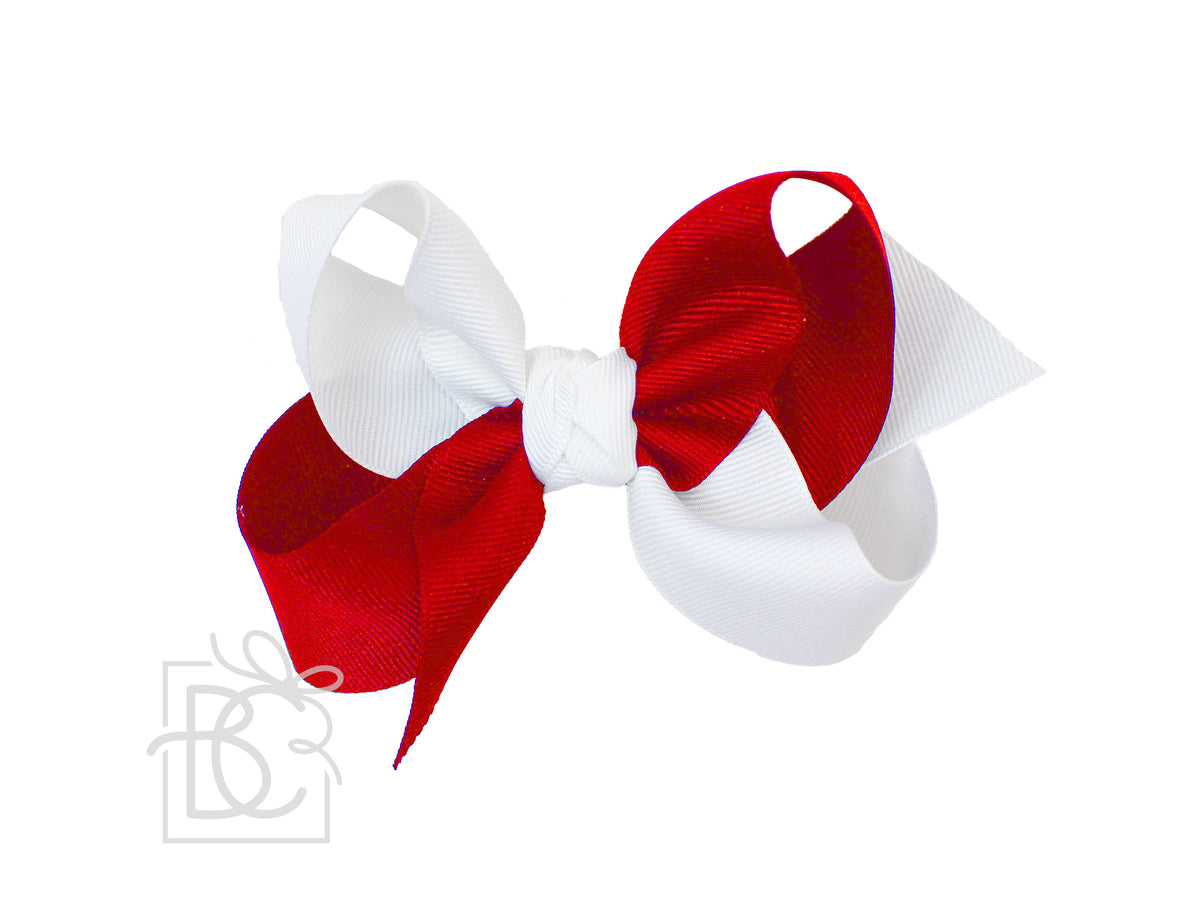 Crisscross Grosgrain Bow (Red & White)