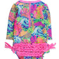 Baby Girls Neon Ocean Coral Long Sleeve One Piece Rash Guard Swimsuit with Signature Rear Ruffles