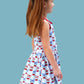 Girls Berries & Bows Pleated Skirt Active Dress & Bike Short Set