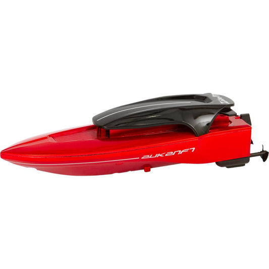 Red and black toy boat 