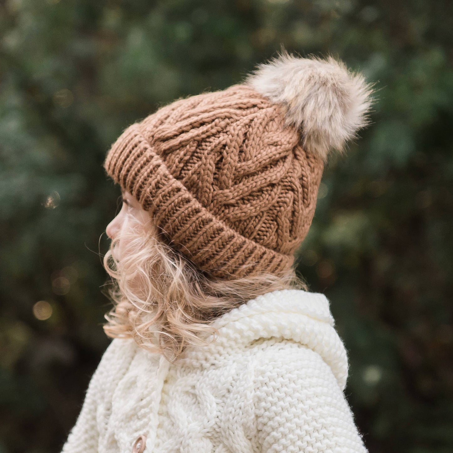 Pecan Pop Pom Pom Beanie Hat Baby & Kids