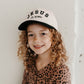 Jesus is King Christian KIDS Hat - Black & Off-White