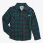 Green plaid shirt with button details 